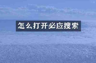 怎么打开必应搜索
