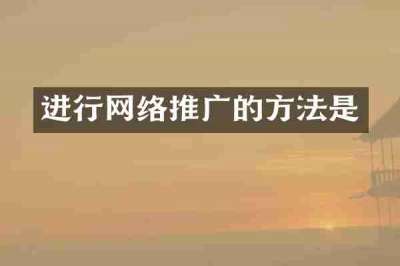 进行网络推广的方法是