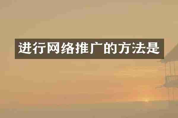 进行网络推广的方法是