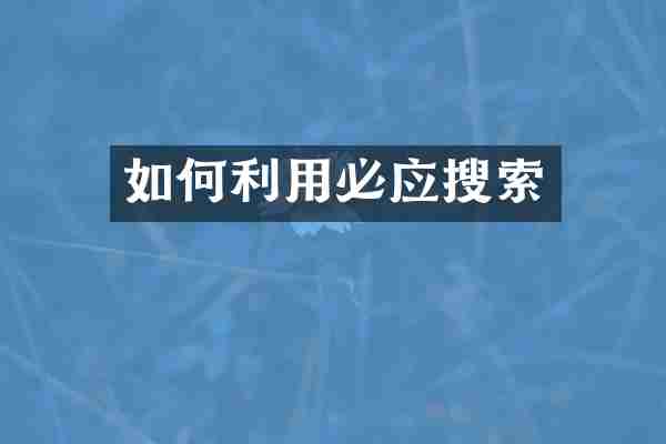 如何利用必应搜索