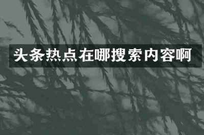 头条热点在哪搜索内容啊