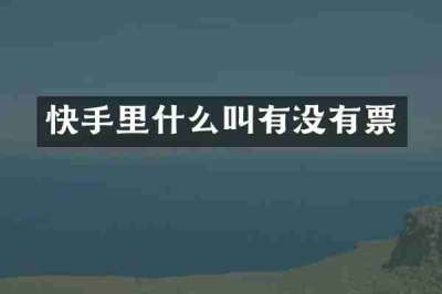 快手里什么叫有没有票