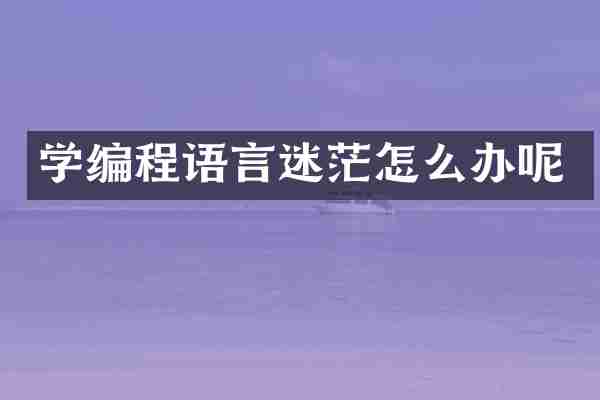 学编程语言迷茫怎么办呢