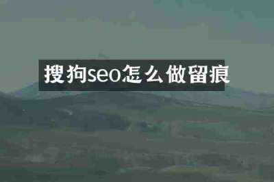搜狗seo怎么做留痕