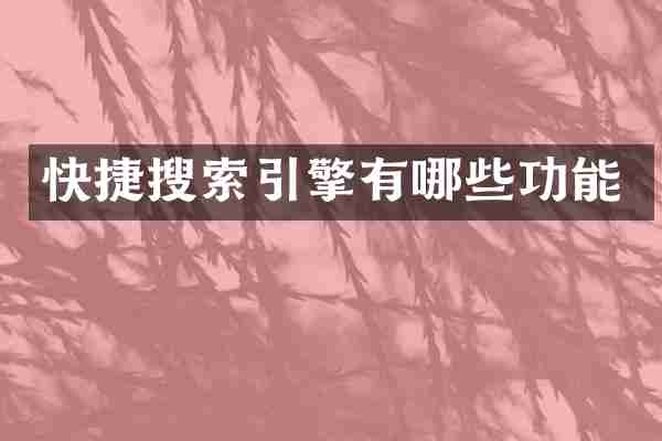 快捷搜索引擎有哪些功能
