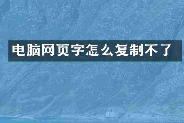 电脑网页字怎么复制不了