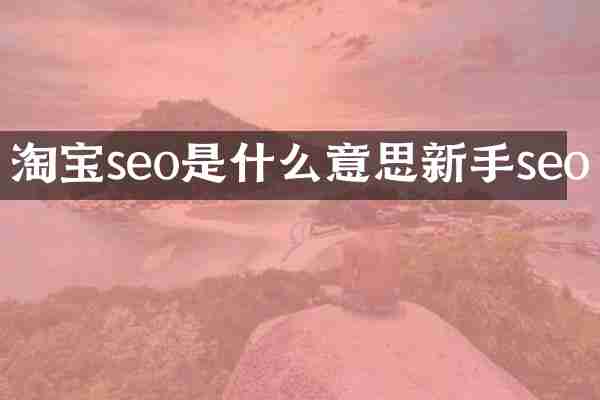 淘宝seo是什么意思新手seo