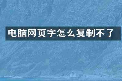 电脑网页字怎么复制不了
