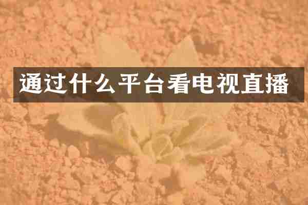 通过什么平台看电视直播