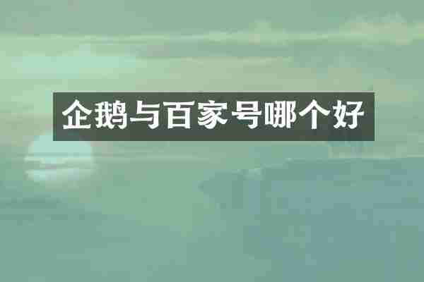 企鹅与百家号哪个好