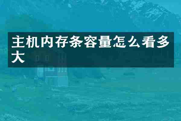 主机内存条容量怎么看多大
