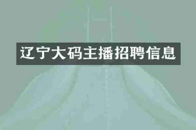 辽宁大码主播招聘信息