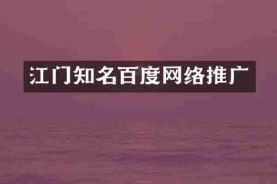 江门知名百度网络推广
