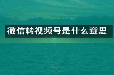 微信转视频号是什么意思