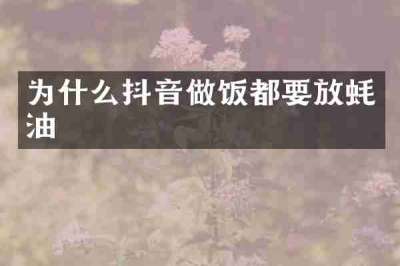 为什么抖音做饭都要放蚝油