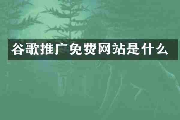 谷歌推广免费网站是什么