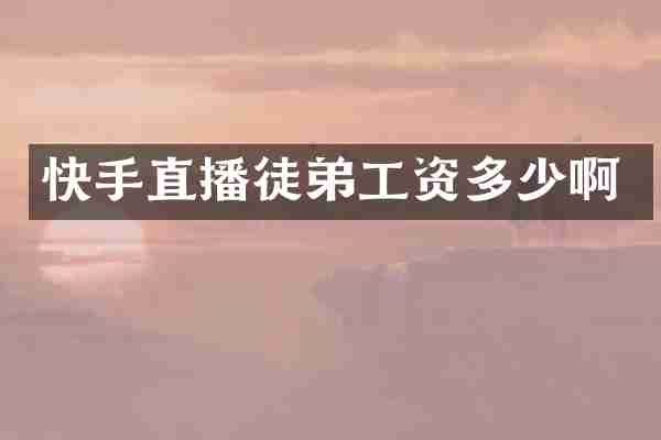 快手直播徒弟工资多少啊