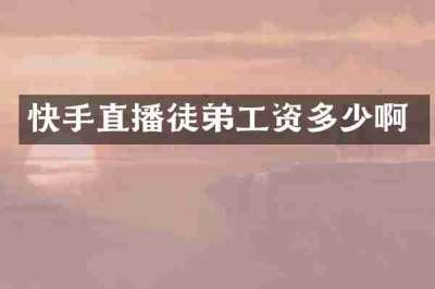 快手直播徒弟工资多少啊