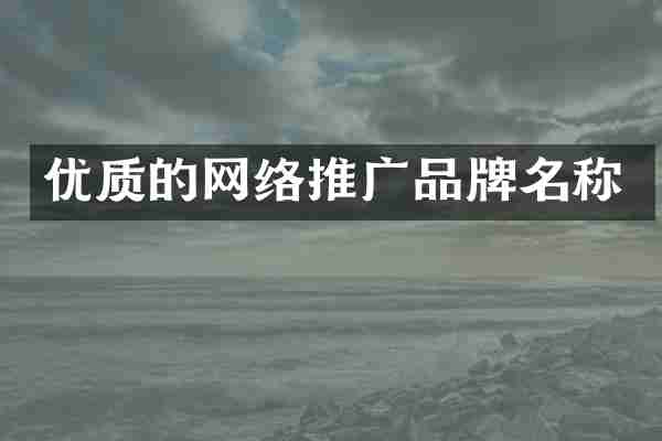 优质的网络推广品牌名称