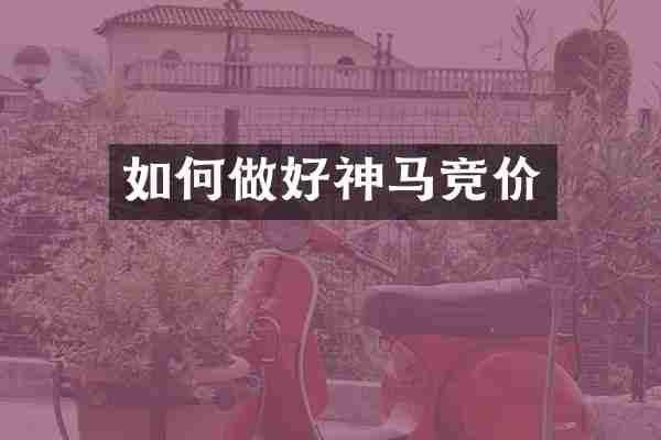 如何做好神马竞价