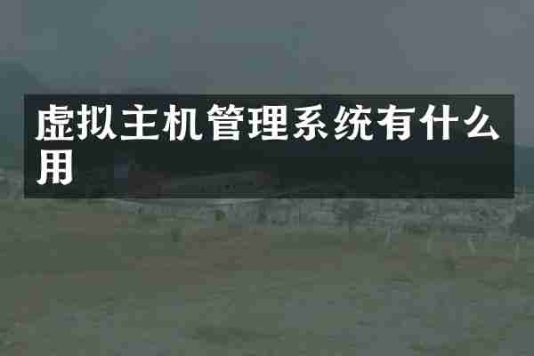 虚拟主机管理系统有什么用