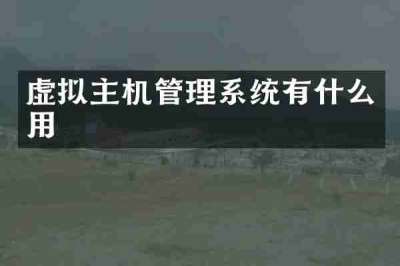 虚拟主机管理系统有什么用