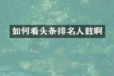 如何看头条排名人数啊