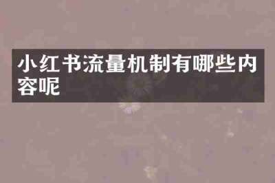 小红书流量机制有哪些内容呢