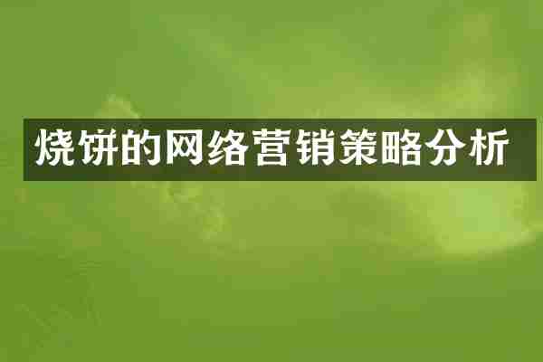 烧饼的网络营销策略分析