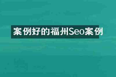 案例好的福州Seo案例