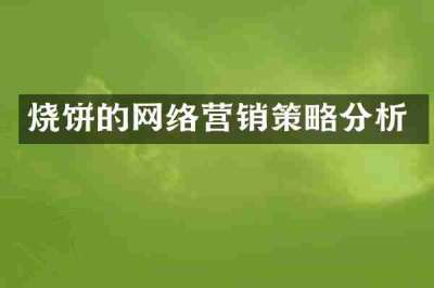 烧饼的网络营销策略分析