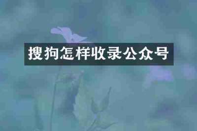 搜狗怎样收录公众号
