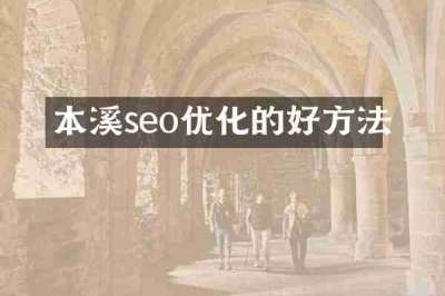 本溪seo优化的好方法