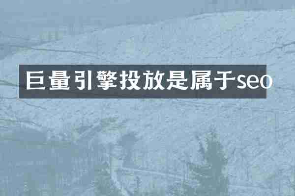 巨量引擎投放是属于seo