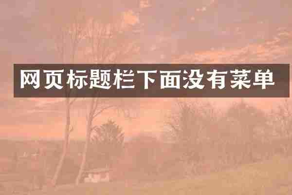 网页标题栏下面没有菜单