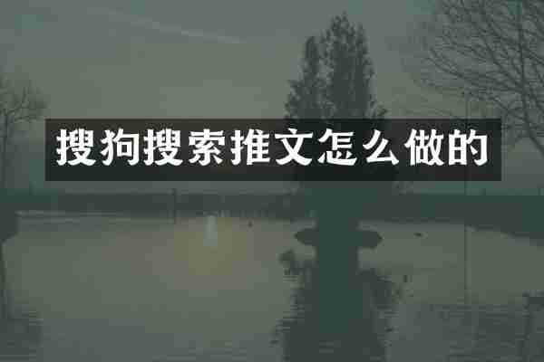 搜狗搜索推文怎么做的