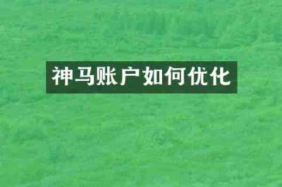 神马账户如何优化