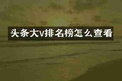 头条大v排名榜怎么查看
