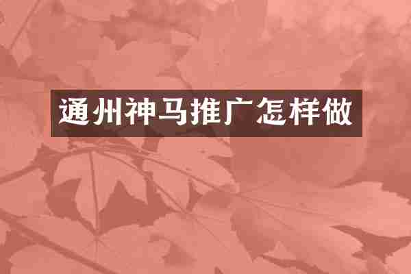 通州神马推广怎样做