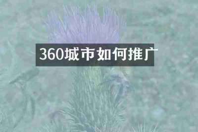 360城市如何推广