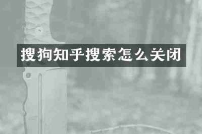 搜狗知乎搜索怎么关闭