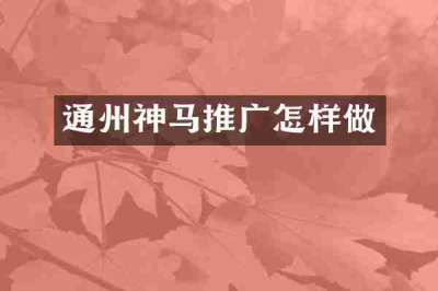 通州神马推广怎样做