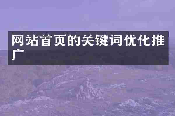 网站首页的关键词优化推广