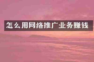 怎么用网络推广业务赚钱