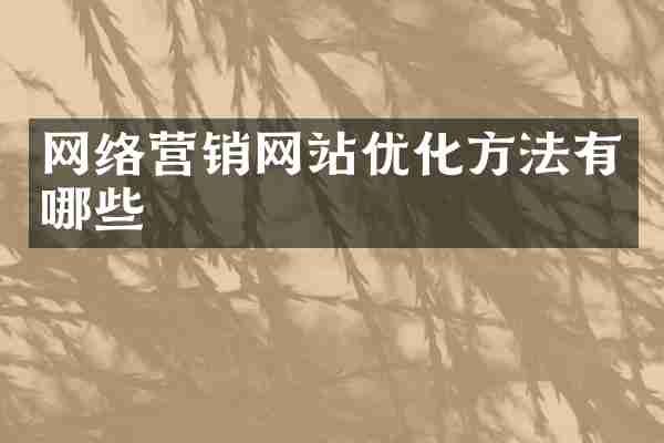 网络营销网站优化方法有哪些