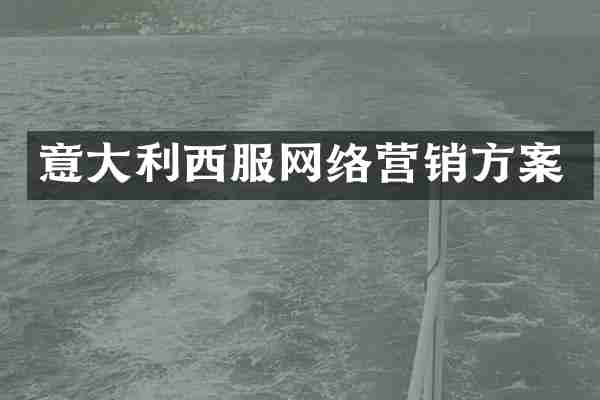 意大利西服网络营销方案