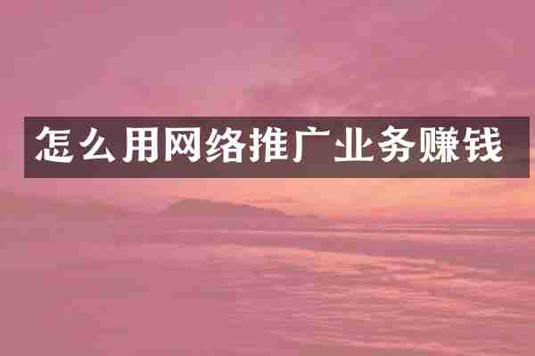 怎么用网络推广业务赚钱