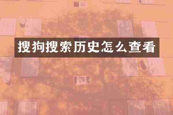 搜狗搜索历史怎么查看