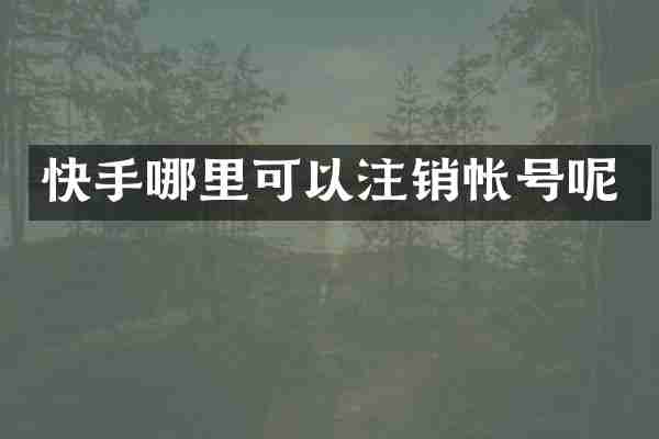 快手哪里可以注销帐号呢