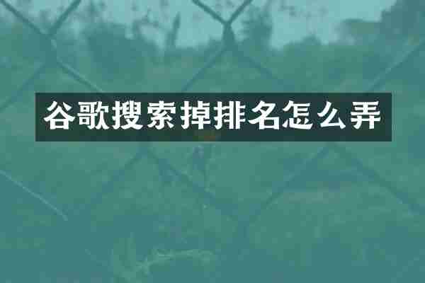 谷歌搜索掉排名怎么弄